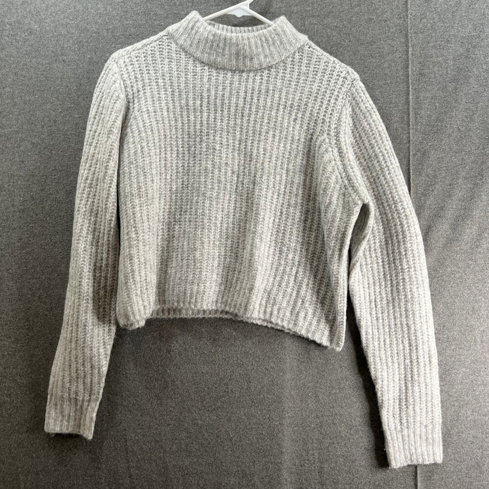 Garage Turtleneck Gray Sweater Womens Medium Short Knitted Pullover